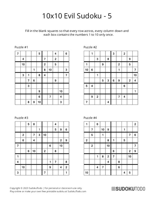 10x10 Sudoku - Evil - 5