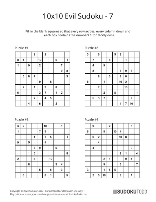 10x10 Sudoku - Evil - 7