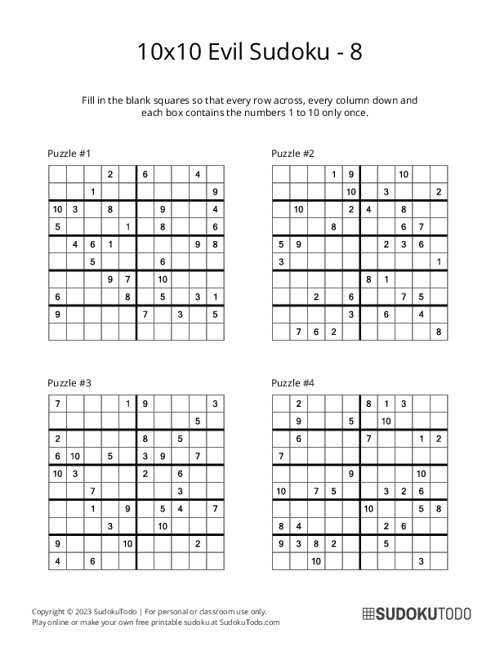 Evil Or Expert Sudoku Puzzles Printable