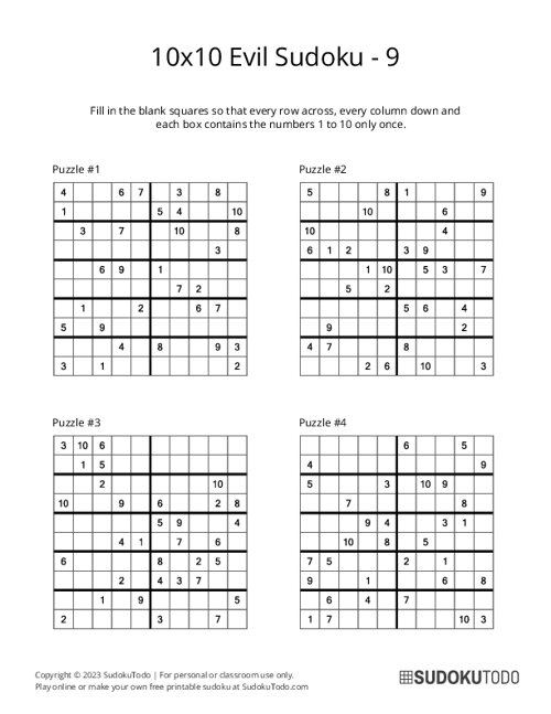 10x10 Sudoku - Evil - 9