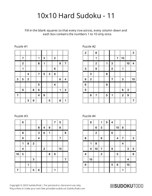 10x10 Sudoku - Hard - 11