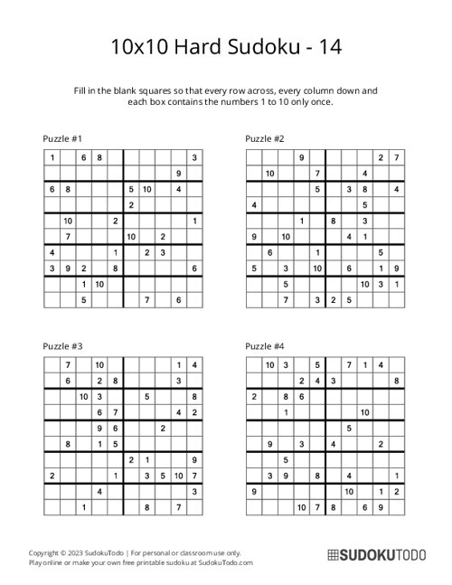10x10 Sudoku - Hard - 14