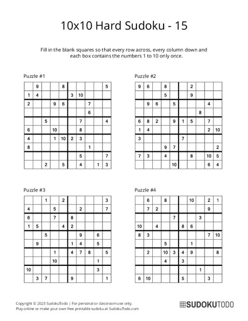 10x10 Sudoku - Hard - 15