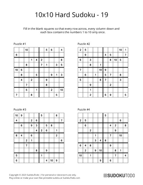 10x10 Sudoku - Hard - 19