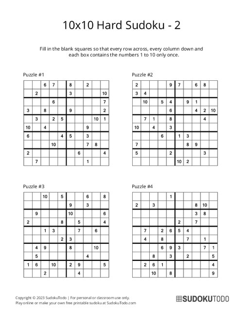 10x10 Sudoku - Hard - 2