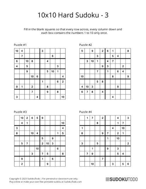 10x10 Sudoku - Hard - 3