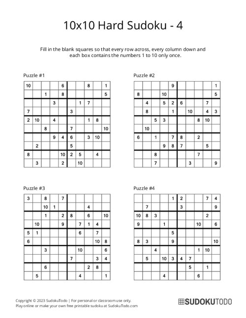 10x10 Sudoku - Hard - 4