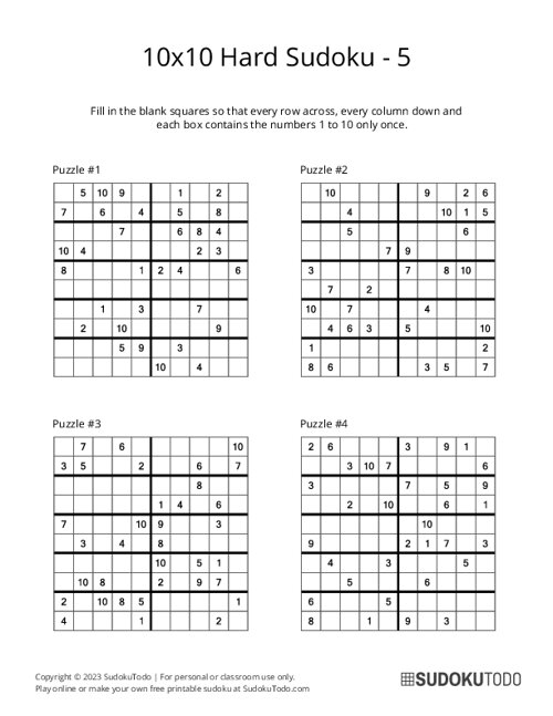10x10 Sudoku - Hard - 5