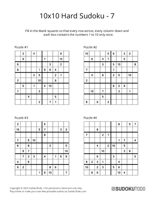 10x10 Sudoku - Hard - 7