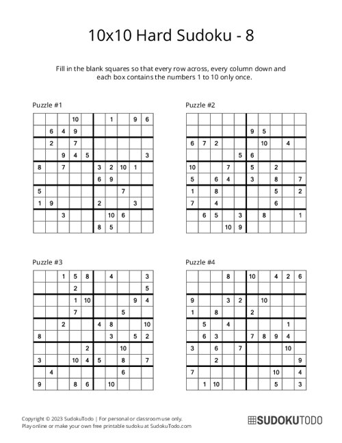 10x10 Sudoku - Hard - 8