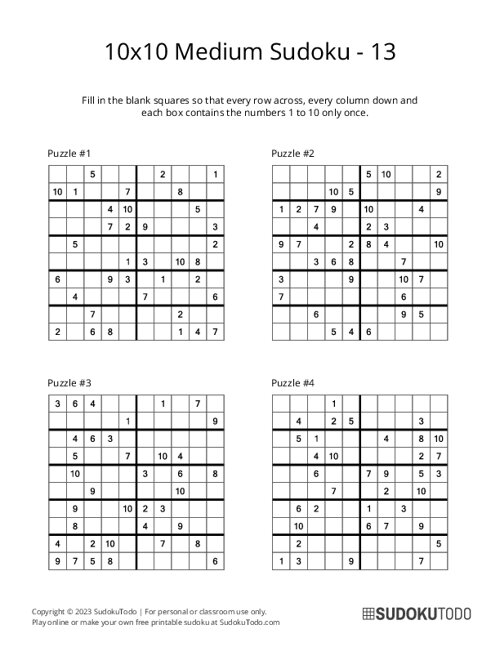 10x10 Sudoku - Medium - 13