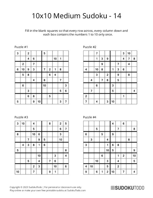 10x10 Sudoku - Medium - 14