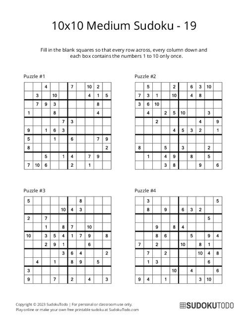 10x10 Sudoku - Medium - 19