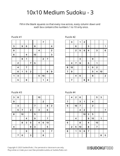 10x10 Sudoku - Medium - 3