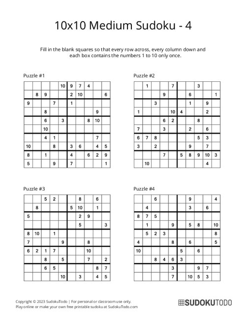 10x10 Sudoku - Medium - 4