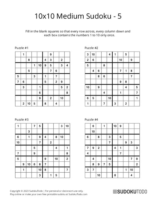 10x10 Sudoku - Medium - 5