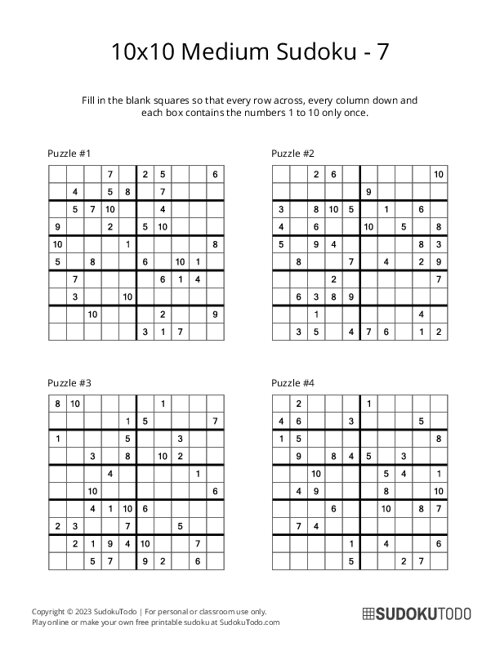 10x10 Sudoku - Medium - 7