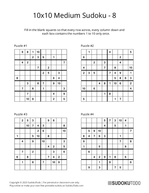 10x10 Sudoku - Medium - 8