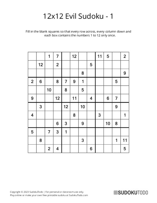 12x12 Sudoku - Evil - 1