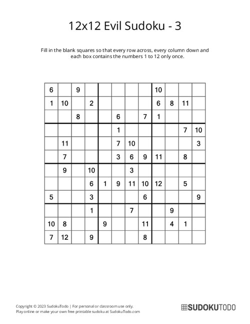 12x12 Sudoku - Evil - 3