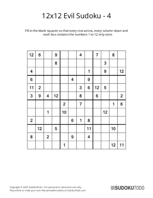 12x12 Sudoku - Evil - 4