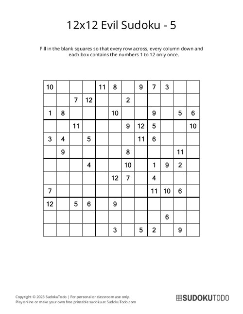 12x12 Sudoku - Evil - 5