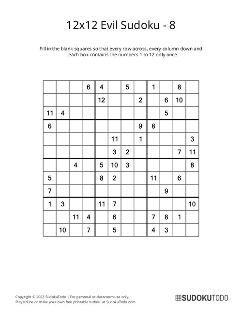 12x12 Sudoku - Evil - 8
