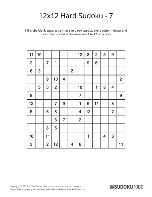 12x12 Sudoku - Hard - 7