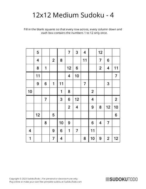 12x12 Sudoku - Medium - 4