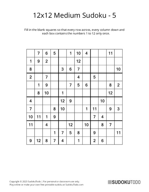 12x12 Sudoku - Medium - 5