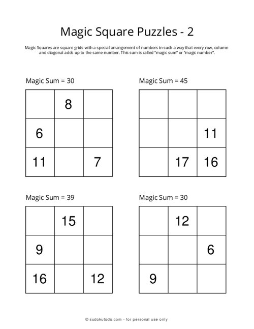 3x3 Magic Squares - 2