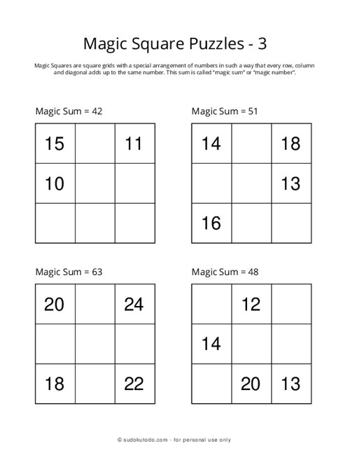 3x3 Magic Squares - 3