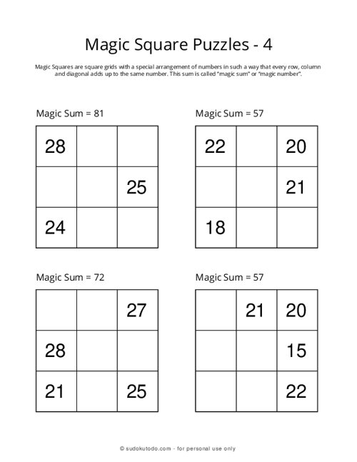 3x3 Magic Squares - 4