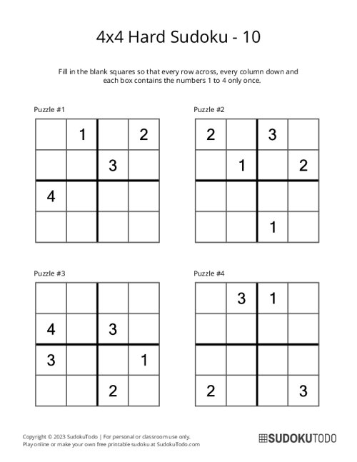 4x4 Sudoku - Hard - 10