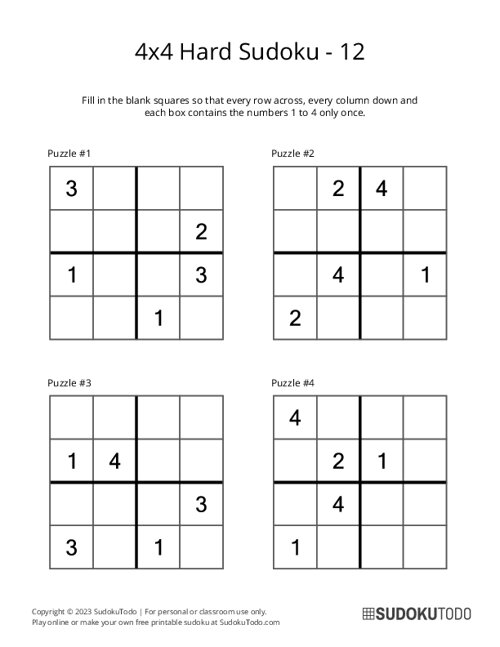 4x4 Sudoku - Hard - 12
