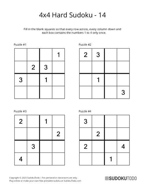 4x4 Sudoku - Hard - 14