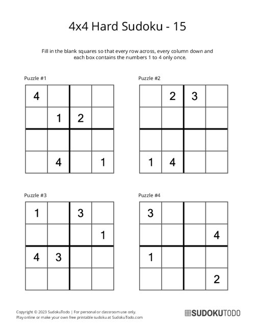 4x4 Sudoku - Hard - 15