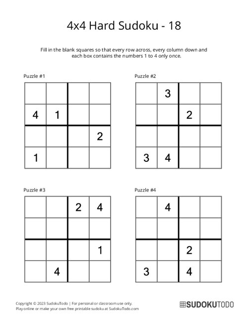 4x4 Sudoku - Hard - 18