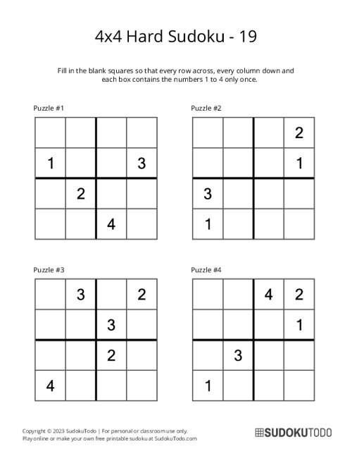 4x4 Sudoku - Hard - 19