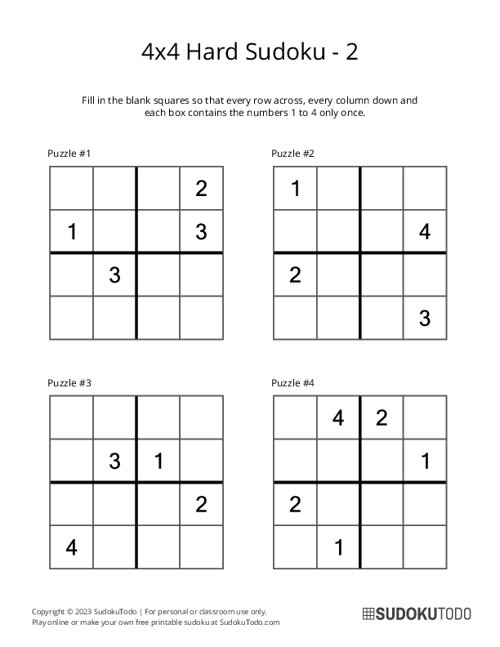 4x4 Sudoku - Hard - 2