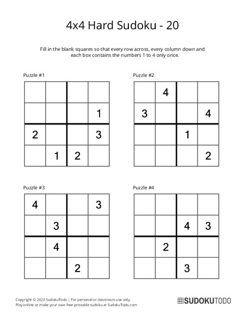 4x4 Sudoku - Hard - 20