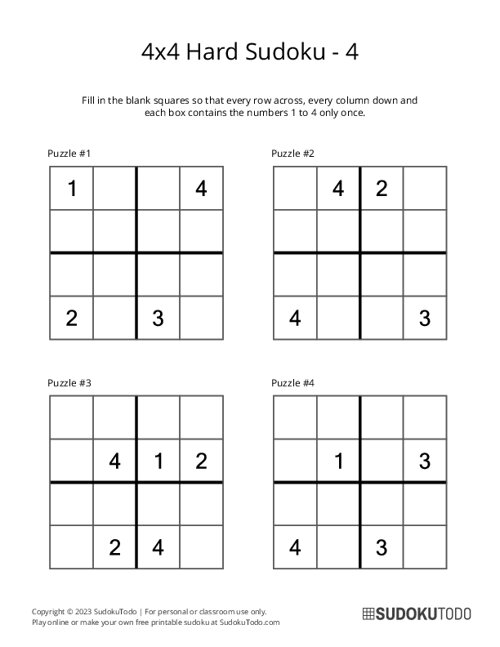 4x4 Sudoku - Hard - 4