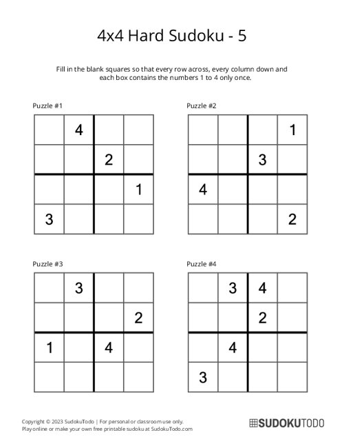 4x4 Sudoku - Hard - 5