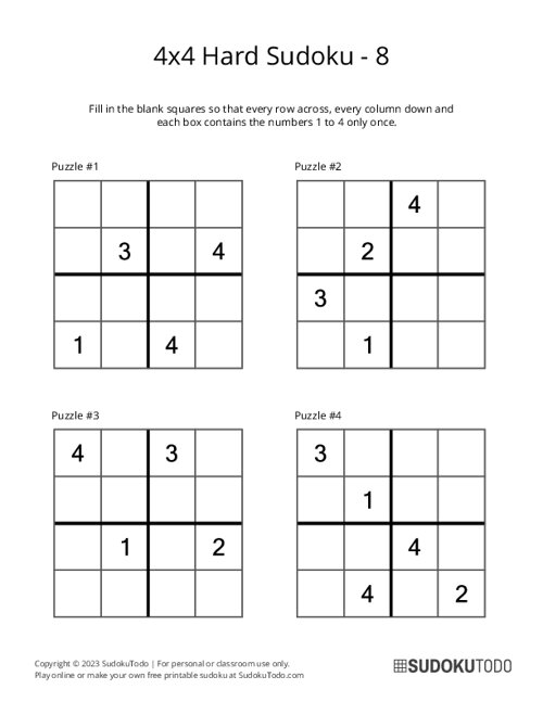 4x4 Sudoku - Hard - 8