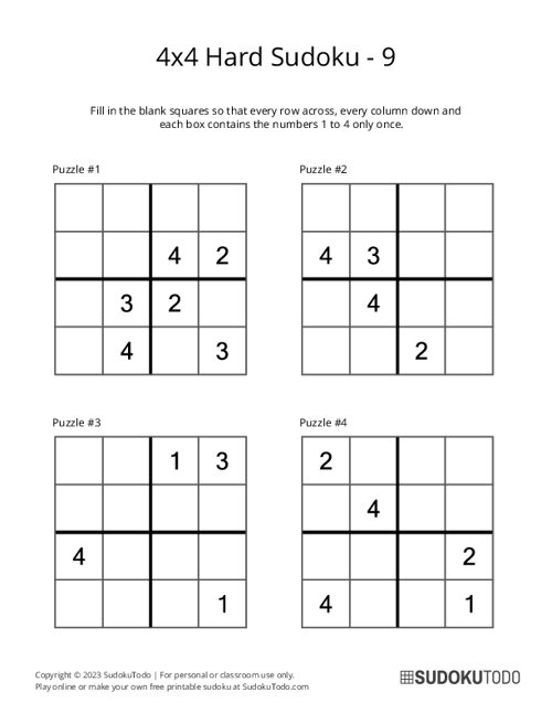 4x4 Sudoku - Hard - 9