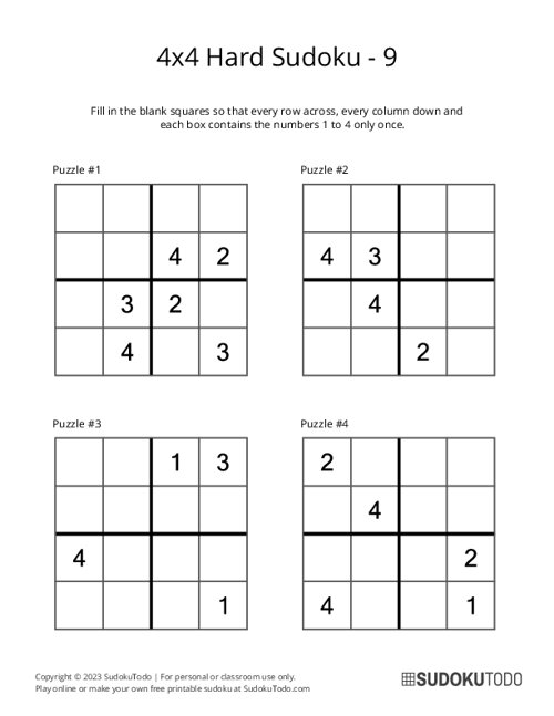 Page 2 Printable Sudoku Puzzles