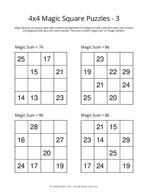 4x4 Magic Squares - 3