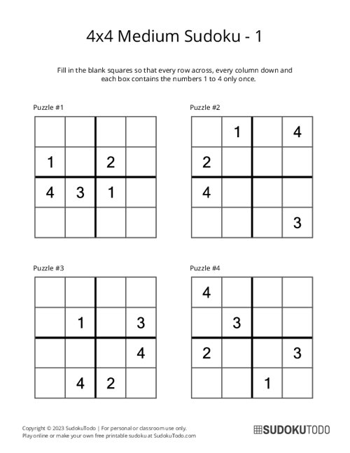 4x4 Sudoku - Medium - 1