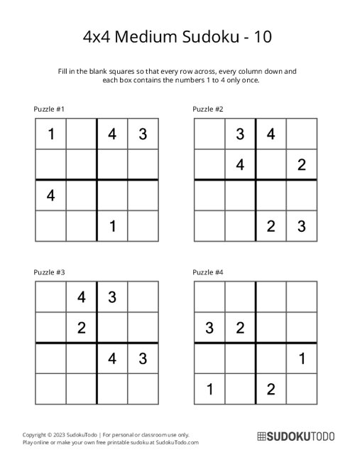 4x4 Sudoku - Medium - 10