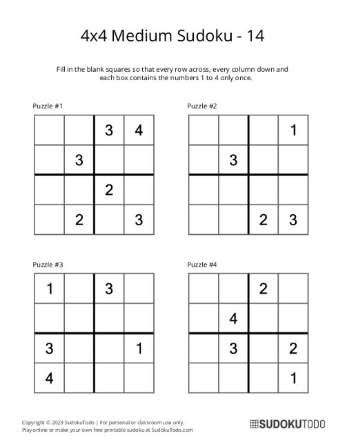 4x4 Sudoku - Medium - 14